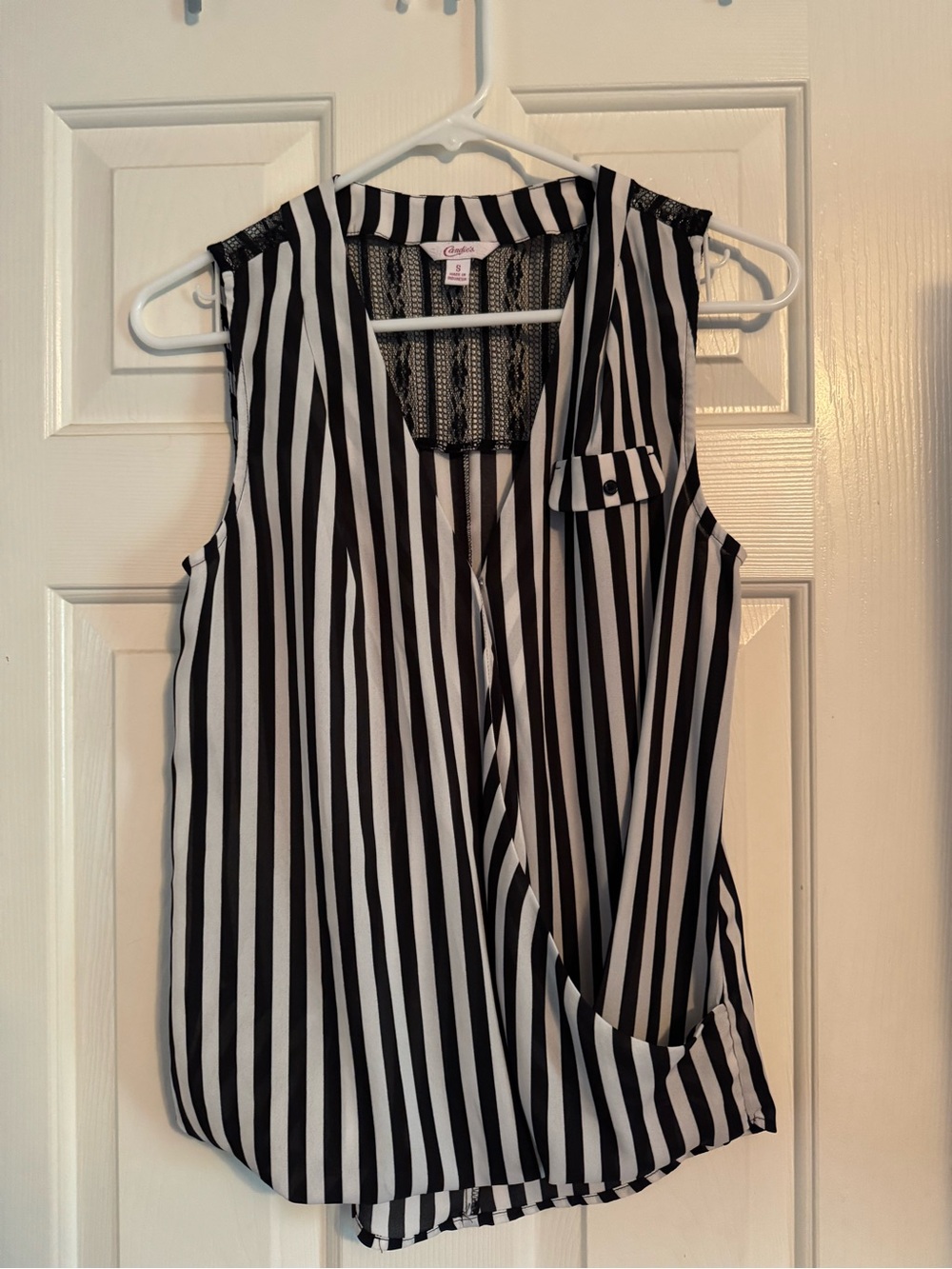 Candies Black & White Striped Sleeveless Blouse